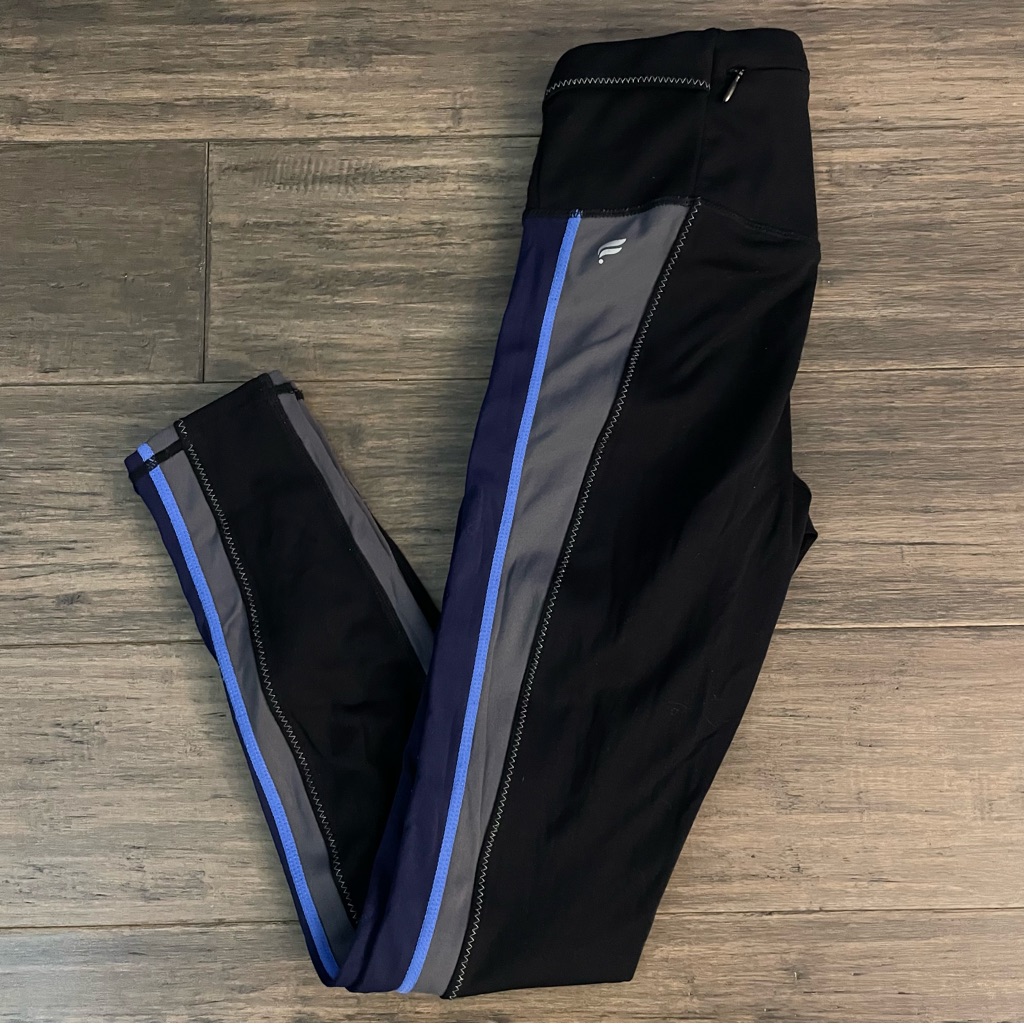 Fabletics Motion365 Leggings Size Xxs Black Blue Sport Biking Running Gym